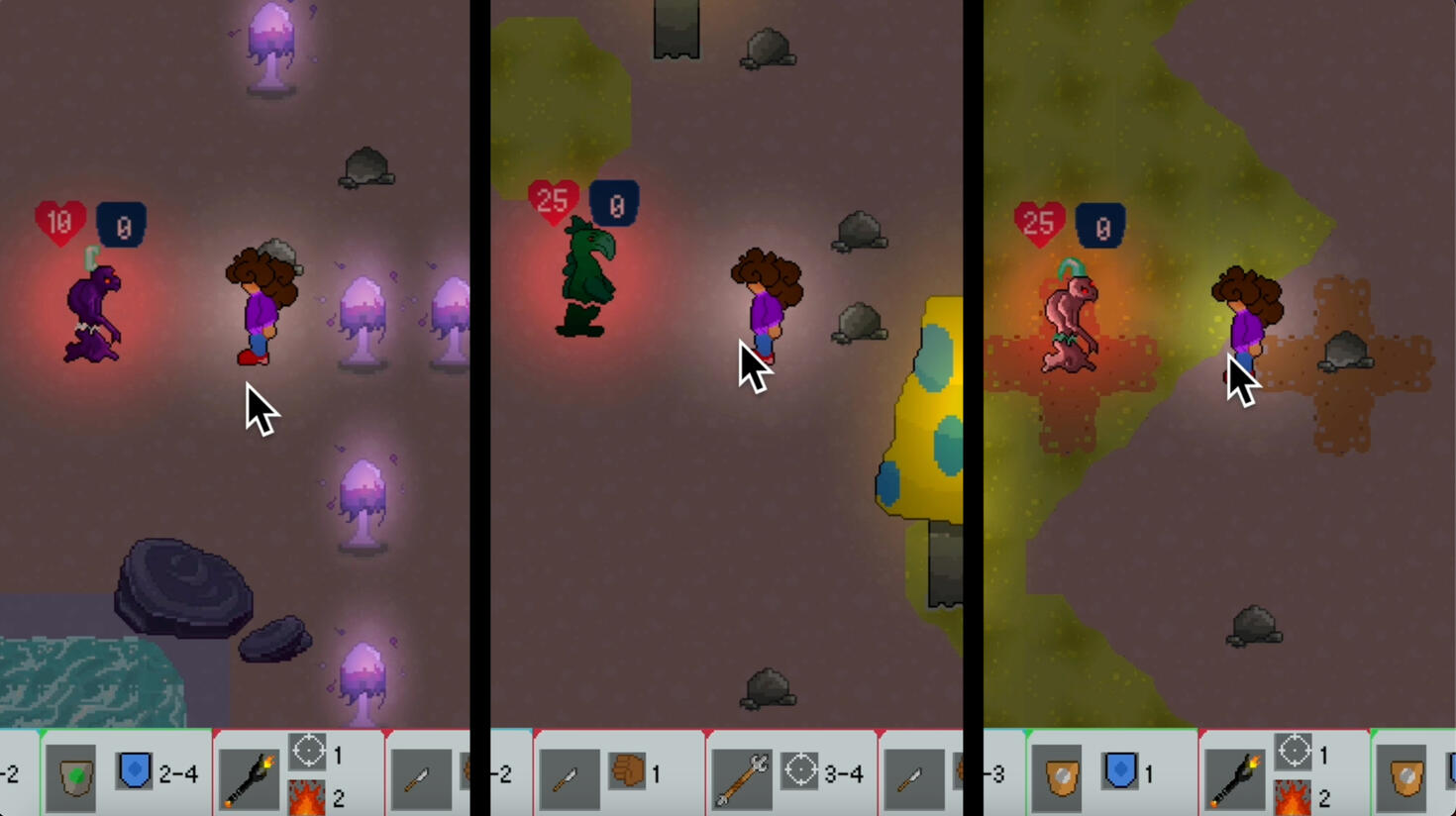 Three different wraith types all facing the playable character